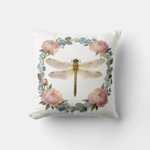 Ethereal Glow Dragonfly Art Throw Pillow