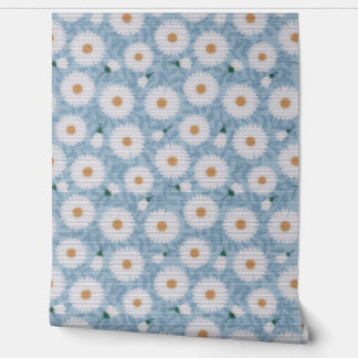 Ethereal Glow: White Daisy on Dusty Peel & Stick Wallpaper