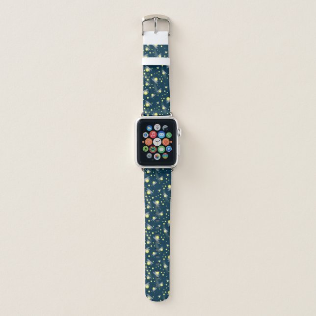 Ethereal Glowing Fireflies at Night Pattern Apple Watch Band (Front)
