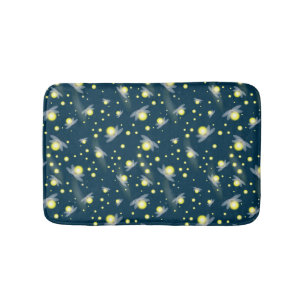 Ethereal Glowing Fireflies at Night Pattern Bathroom Mat