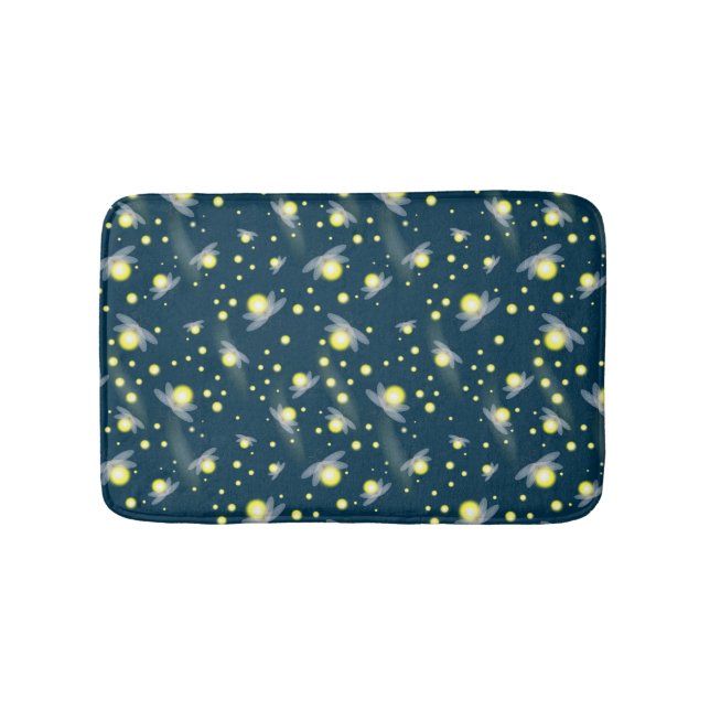 Ethereal Glowing Fireflies at Night Pattern Bathroom Mat (Front)