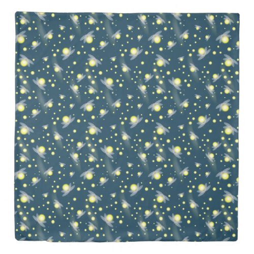 Ethereal Glowing Fireflies at Night Pattern Duvet Cover