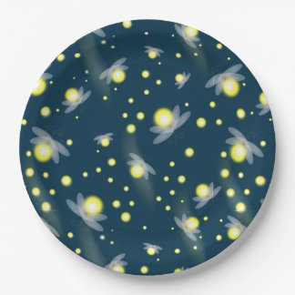 Ethereal Glowing Fireflies at Night Pattern Paper Plates