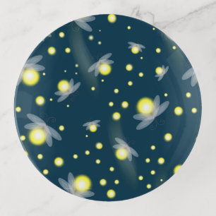 Ethereal Glowing Fireflies at Night Pattern Trinket Tray