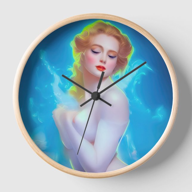 Ethereal Goddess Portrait – Surreal Fantasy Clock (Front)