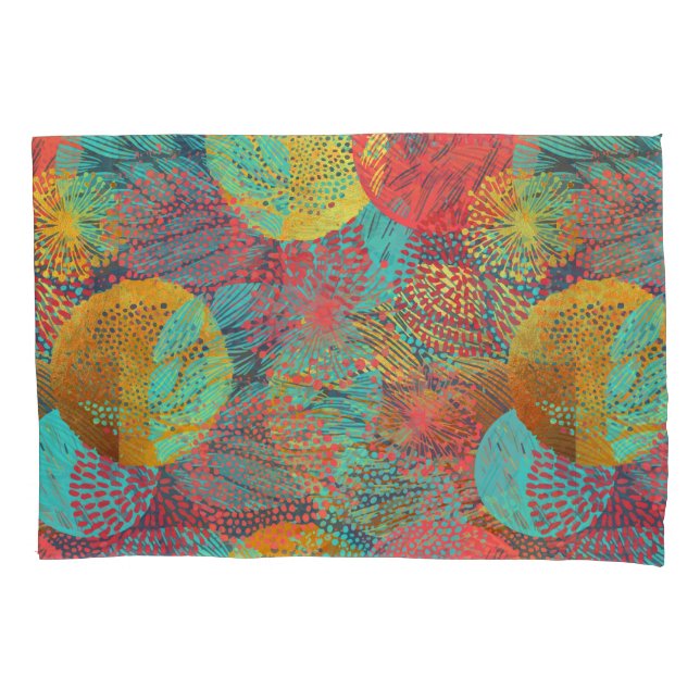 Ethereal Golden Blossoms - Seamless Floral Harmony Pillow Case (Front)