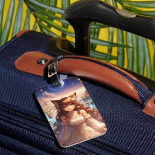 Ethereal Golden Catgirl  Luggage Tag