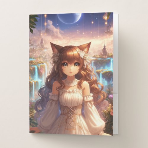 Ethereal Golden Catgirl  Pocket Folder