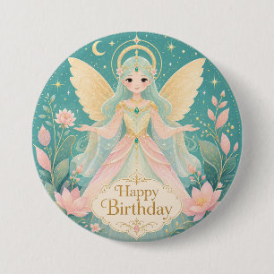 Ethereal Golden-Winged Fairy Angel Button