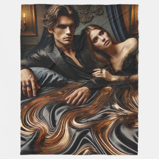Ethereal Gothic Embrace – Luxurious Black & Gold Fleece Blanket
