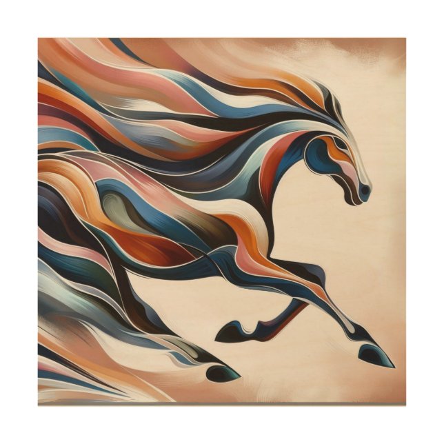 Ethereal Grace: AI-Designed Running Horse Wall Art (Front)