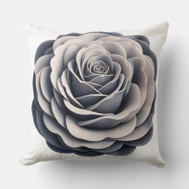 Ethereal Gray Rose Throw Pillow (Front)
