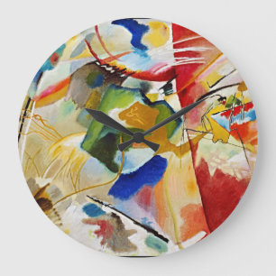 Ethereal Green Center: A Kandinsky Masterpiece Large Clock