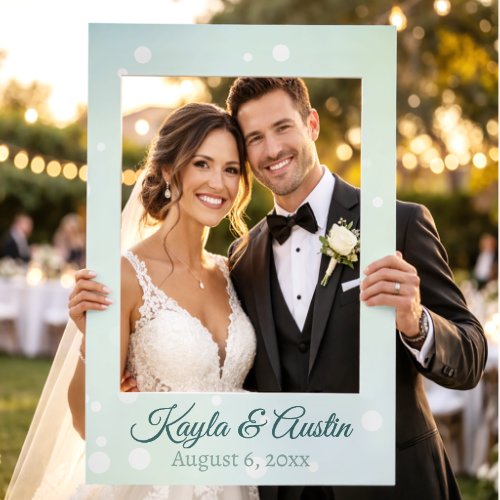 Ethereal Green Galaxy Style with Names and Date Selfie Frame