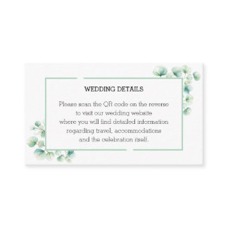 Ethereal Green Garden Inspired Leaves Wedding QR Enclosure Card