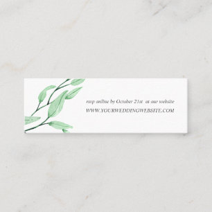 Ethereal Green leaves chic Wedding Website Mini Business Card
