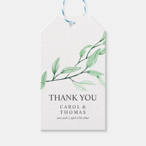 Ethereal Green   monogram thank you wedding Gift Tags
