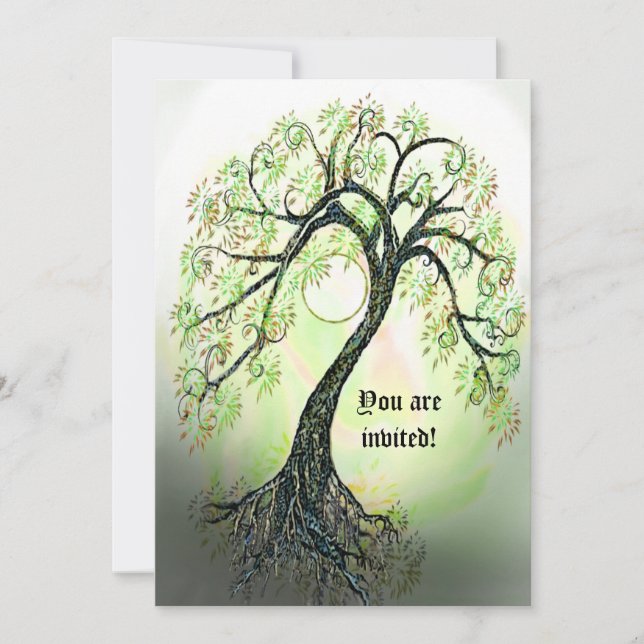 Ethereal Green Tree of Life Invitation (Front)