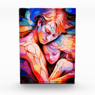Ethereal Guardian Embrace – Fantasy Stained Glass Photo Block