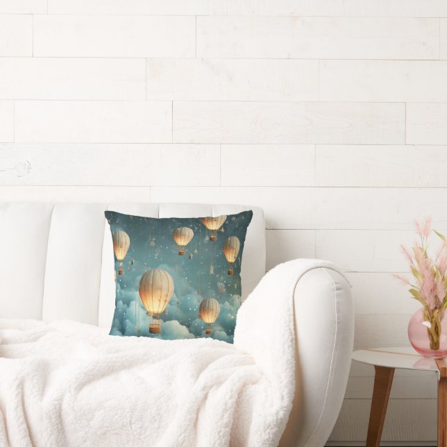 Ethereal Hot Air Balloons Throw Pillow (Couch)
