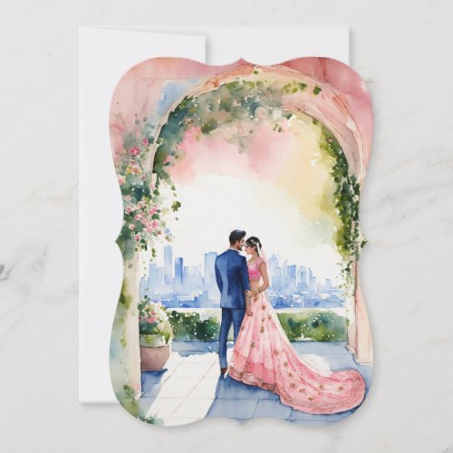 Ethereal Indian Wedding Watercolor Flat Card