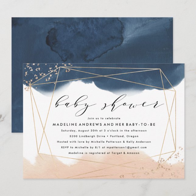 Ethereal | Indigo and Blush Baby Shower Invitation (Front/Back)