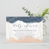Ethereal | Indigo and Blush Baby Shower Invitation (Standing Front)