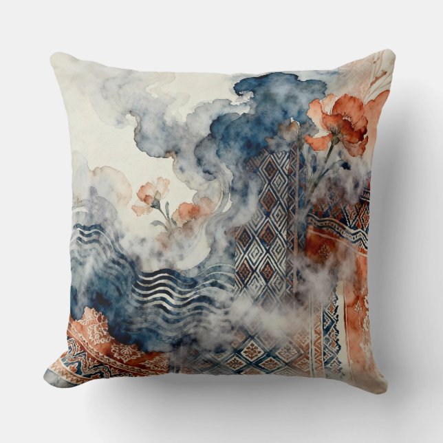 Ethereal Indonesian Batik Throw Pillow (Front)