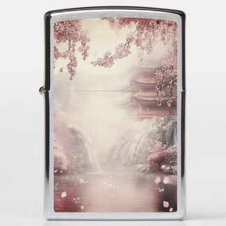 Ethereal Japanese Pagoda & Pink Cherry Blossom Zippo Lighter
