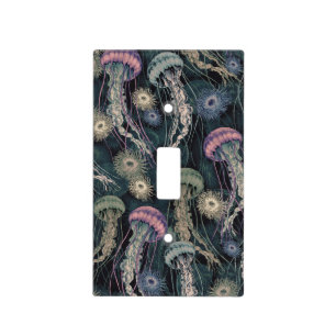 Ethereal Jellyfish and Anemones in Teal and Pink Light Switch Cover