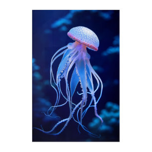 Ethereal Jellyfish in Deep Blue Ocean – Marine Lif Acrylic Print