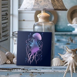 Ethereal Jellyfish Violet Blue Ceramic Tile