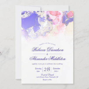 Ethereal Jewel Tones Ink Wash Wedding Invitation