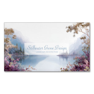 Ethereal Lake Purple Botanical Gold Business Card Magnet