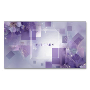 Ethereal Lavender Floral Geometric Square Cosmic Business Card Magnet
