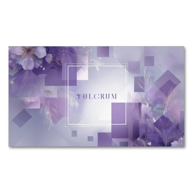 Ethereal Lavender Floral Geometric Square Cosmic Business Card Magnet (Front)