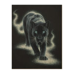 Ethereal Leopard: Glittering Guardian of the Night Wood Wall Art