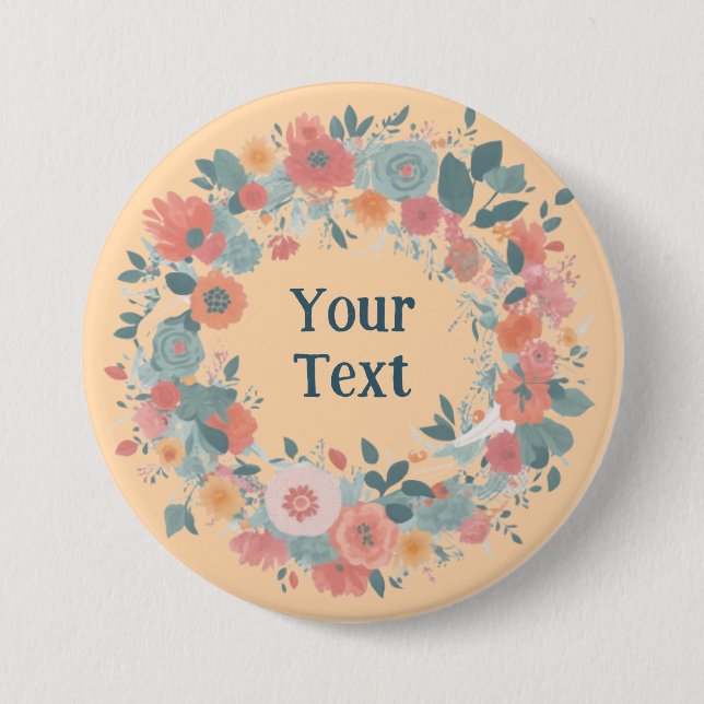 Ethereal Light Pink Flower Wreath Lapel Emblem Button (Front)