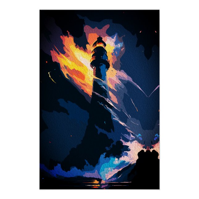 Ethereal Lighthouse – Dramatic Seascape Poster (Front)
