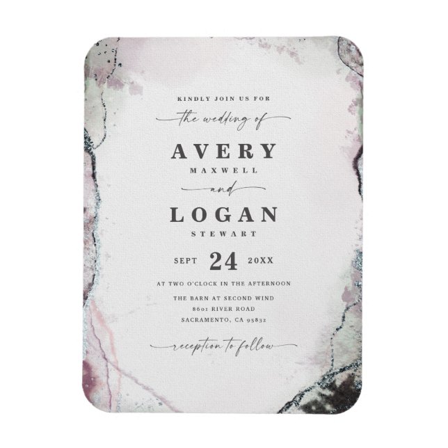Ethereal Lilac Purple & Green Wedding Invitation Magnet (Vertical)