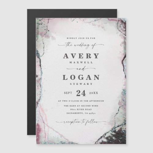 Ethereal Lilac Purple Magnetic Wedding Invitation