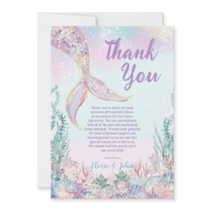 Ethereal Little Mermaid Girl Baby Shower Thank You Card