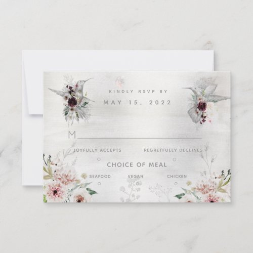 Ethereal Love Wedding 3 Meal Choice RSVP Card
