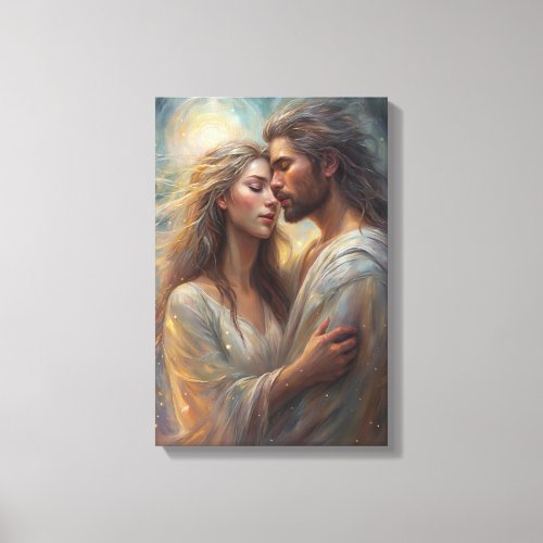 Ethereal Lovers Dreamy Romantic Oil Paint Art Canvas Print