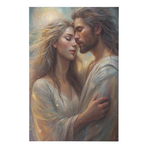 Ethereal Lovers Dreamy Romantic Oil Paint Art Faux Canvas Print