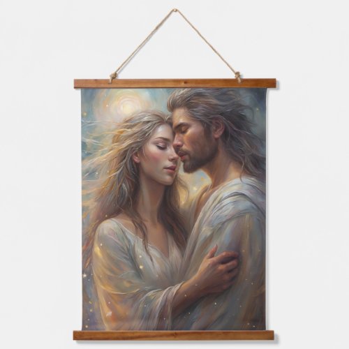 Ethereal Lovers Dreamy Romantic Oil Paint Art Hanging Tapestry