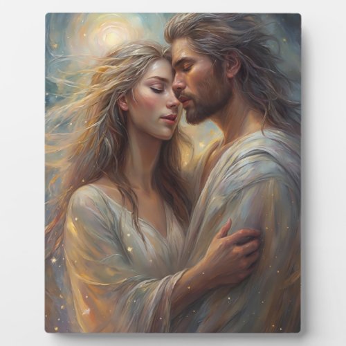 Ethereal Lovers Dreamy Romantic Oil Paint Art Plaque