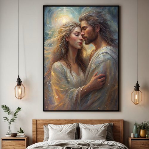 Ethereal Lovers Dreamy Romantic Oil Paint Art Poster