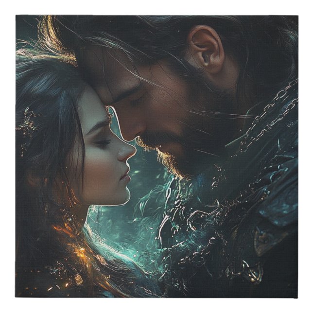 Ethereal Lovers in a Stormy Night Faux Canvas Print (Front)