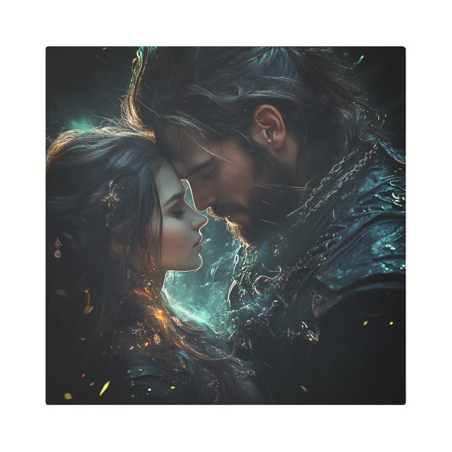 Ethereal Lovers in a Stormy Night Metal Print (Front)